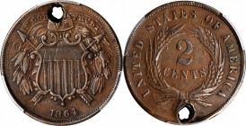 Two-Cent Piece

1864 Two-Cent Piece. FS-401. Small Motto. EF Details--Holed (PCGS).

PCGS# 3579. NGC ID: 22N8.