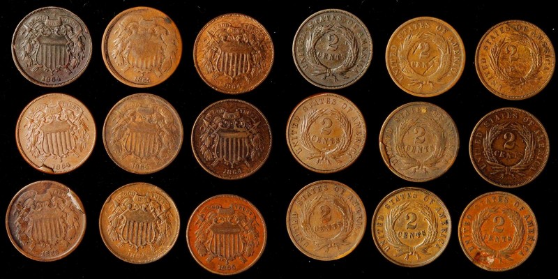 Two-Cent Piece

Lot of (9) Two-Cent Pieces with Die Breaks and Other Interesti...