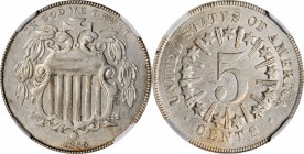 Shield Nickel

1866 Shield Nickel. Rays. MS-61 (NGC).

PCGS# 3790. NGC ID: 22NX.