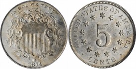 Shield Nickel

1874 Shield Nickel. Proof-64 (PCGS).

PCGS# 3828. NGC ID: 276R.