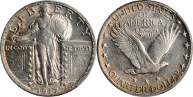 Standing Liberty Quarter

1917-D Standing Liberty Quarter. Type II. AU-55 FH (PCGS).

PCGS# 5717. NGC ID: 2435.
