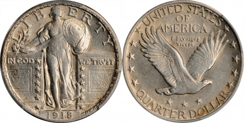 Standing Liberty Quarter

1918-S Standing Liberty Quarter. AU-55 (PCGS).

PC...