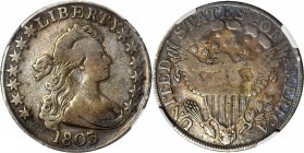 Draped Bust Half Dollar

1803 Draped Bust Half Dollar. O-102a, T-2. Rarity-3+. Large 3, Small Reverse Stars. VG-10 (NGC).

PCGS# 39272. NGC ID: 24...