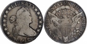 Draped Bust Half Dollar

1805 Draped Bust Half Dollar. O-104, T-10. Rarity-5-. Fine-15 (PCGS).

PCGS# 6069. NGC ID: 24EG.

From Superior's sale ...