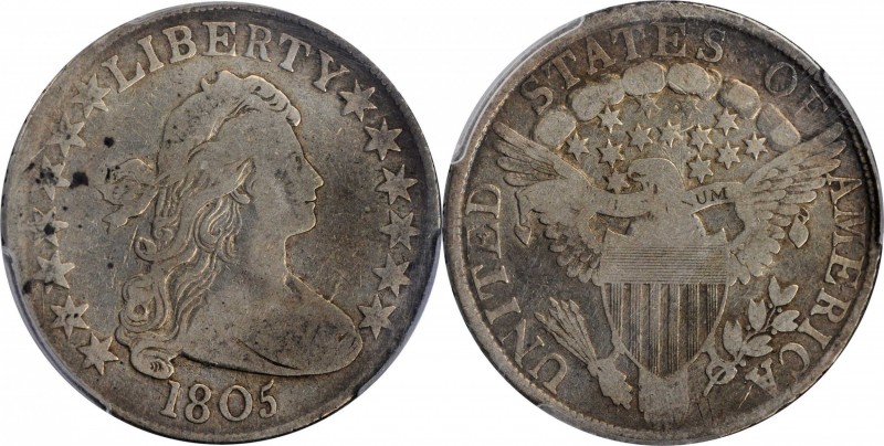 Draped Bust Half Dollar

1805 Draped Bust Half Dollar. O-112, T-2. Rarity-2. F...