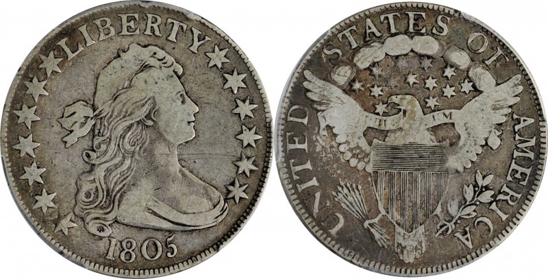 Draped Bust Half Dollar

1805 Draped Bust Half Dollar. O-113a, T-1. Rarity-4+....