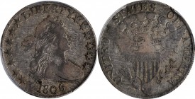 Draped Bust Half Dollar

1806 Draped Bust Half Dollar. O-109, T-15. Rarity-1. Pointed 6, Stem Not Through Claw. Fine-15 (PCGS).

PCGS# 6073.
