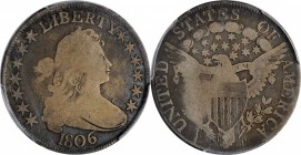 Draped Bust Half Dollar

1806 Draped Bust Half Dollar. O-118a, T-24. Rarity-3. Pointed 6, Stem Through Claw. Good-6 (PCGS).

PCGS# 6071. NGC ID: 2...