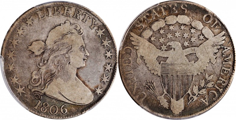 Draped Bust Half Dollar

1806 Draped Bust Half Dollar. O-125, T-14. Rarity-5. ...