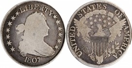 Draped Bust Half Dollar

1807 Draped Bust Half Dollar. O-109a, T-2. Rarity-3. Good-4 (PCGS).

PCGS# 6079. NGC ID: 24EM.

From our (Coin Gallerie...