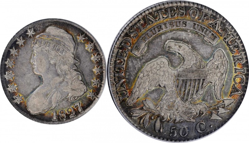 Capped Bust Half Dollar

1827 Capped Bust Half Dollar. O-130. Rarity-3. Square...