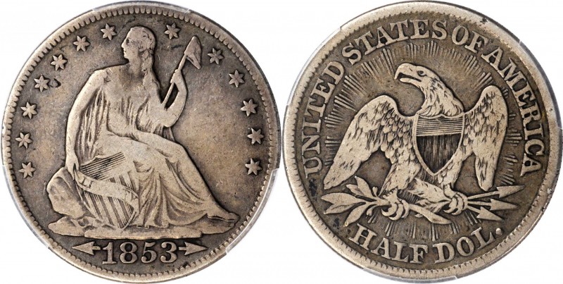 Liberty Seated Half Dollar

1853 Liberty Seated Half Dollar. Arrows and Rays. ...