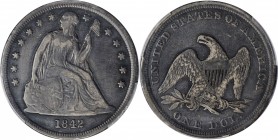 Liberty Seated Silver Dollar

1842 Liberty Seated Silver Dollar. OC-3. Rarity-2. VF-25 (PCGS).

PCGS# 6928. NGC ID: 24YC.

Acquired from J.J. Te...