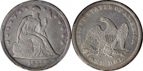 Liberty Seated Silver Dollar

1843 Liberty Seated Silver Dollar. OC-1. Rarity-1. Repunched Date. Fine Details--Cleaned (PCGS).

PCGS# 6929. NGC ID...
