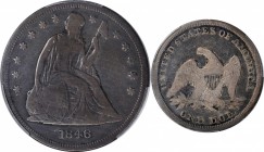 Liberty Seated Silver Dollar

1846 Liberty Seated Silver Dollar. OC-2. Rarity-2. Repunched Date. Fine-12 (PCGS).

PCGS# 6932. NGC ID: 24YG.

Fro...