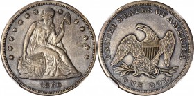 Liberty Seated Silver Dollar

1860 Liberty Seated Silver Dollar. OC-3. Rarity-4+. VF Details--Improperly Cleaned (NGC).

PCGS# 6949. NGC ID: 24Z2.