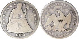 Liberty Seated Silver Dollar

1870-CC Liberty Seated Silver Dollar. OC-8. Rarity-4+. Good-4 (PCGS).

PCGS# 6964. NGC ID: 24ZE.