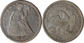 Liberty Seated Silver Dollar

1872 Liberty Seated Silver Dollar. OC-3. Rarity-1. Misplaced Date, Doubled Die Reverse. VG Details--Scratch (PCGS).
...
