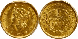 Gold Dollar

1851 Gold Dollar. AU-58 (PCGS).

PCGS# 7513. NGC ID: 25BK.

From the Francesca Collection.
