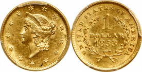 Gold Dollar

1853 Gold Dollar. AU-58 (PCGS).

PCGS# 7521. NGC ID: 25BU.

From the Francesca Collection.