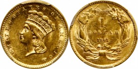 Gold Dollar

1861 Gold Dollar. AU-58 (PCGS).

PCGS# 7558. NGC ID: 25CU.

From the Francesca Collection.