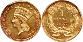 Gold Dollar

1887 Gold Dollar. Unc Details--Cleaned (PCGS).

PCGS# 7588. NGC ID: 25DS.

From the Francesca Collection.
