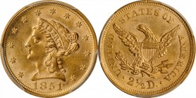 Liberty Head Quarter Eagle

1851 Liberty Head Quarter Eagle. MS-61 (PCGS).

PCGS# 7759. NGC ID: 25HL.

From the Francesca Collection.