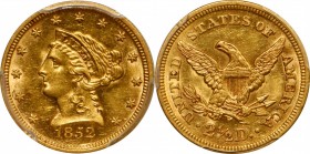 Liberty Head Quarter Eagle

1852 Liberty Head Quarter Eagle. AU-58 (PCGS).

PCGS# 7763. NGC ID: 25HR.

From the Francesca Collection.