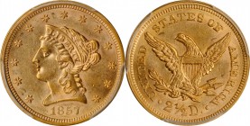 Liberty Head Quarter Eagle

1857 Liberty Head Quarter Eagle. AU-58 (PCGS).

PCGS# 7782. NGC ID: 25JC.

From the Francesca Collection.