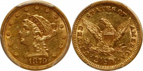Liberty Head Quarter Eagle

1879 Liberty Head Quarter Eagle. AU-55 (PCGS).

PCGS# 7830. NGC ID: 25L2.

From the Francesca Collection.