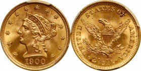 Liberty Head Quarter Eagle

1900 Liberty Head Quarter Eagle. MS-64 (PCGS).

PCGS# 7852. NGC ID: 25LR.

From the Francesca Collection.
