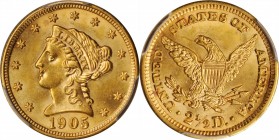 Liberty Head Quarter Eagle

1905 Liberty Head Quarter Eagle. MS-63 (PCGS).

PCGS# 7857. NGC ID: 25LW.