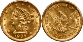 Liberty Head Quarter Eagle

1907 Liberty Head Quarter Eagle. MS-62 (PCGS).

PCGS# 7859. NGC ID: 25LY.

From the Francesca Collection.