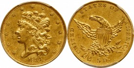 Classic Head Half Eagle

1834 Classic Head Half Eagle. McCloskey-4. First Head, Large Plain 4. AU Details--Altered Surfaces (PCGS).

PCGS# 8171. N...