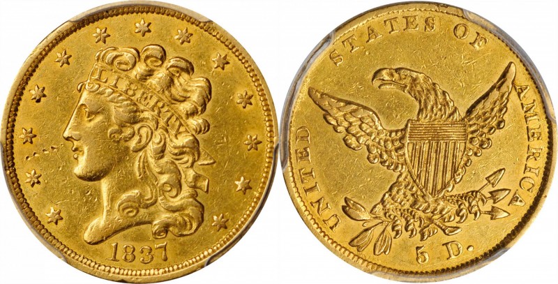 Classic Head Half Eagle

1837 Classic Head Half Eagle. McCloskey-2. Large Date...