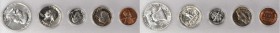 Proof Sets

1950 Proof Set. (Uncertified).

Housed in a clear plastic Whitman holder, this set includes: Lincoln cent; Jefferson nickel; Roosevelt...