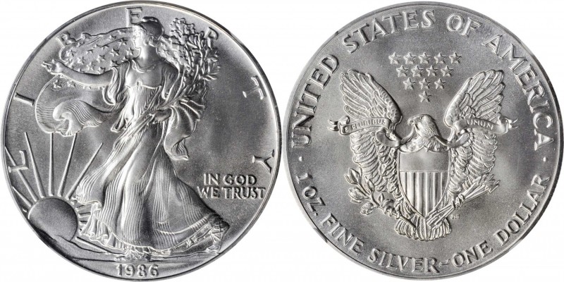 Silver Eagle

1986 Silver Eagle. Chief Engraver John M. Mercanti Signature. MS...