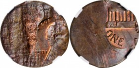 Mint Errors

Undated Lincoln Cent. Memorial Reverse. Bronze--Struck Off Center on Split Planchet Before Striking--MS-64 (NGC).