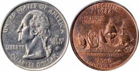 Mint Errors

2000-D State Quarter. Virginia--Reverse Clad Layer Missing--MS-62 (PCGS).

PCGS# E5965. NGC ID: 249Z.
