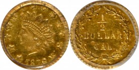 California Small Denomination Gold

1876/5 Round 50 Cents. BG-1059. Rarity-4. Indian Head. MS-62 (PCGS).

PCGS# 10888. NGC ID: 2C2A.

From the F...