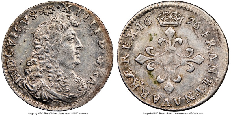 Louis XIV 4 Sols 1676-A UNC Details (Cleaned) NGC, Paris mint, KM232.1. From the...