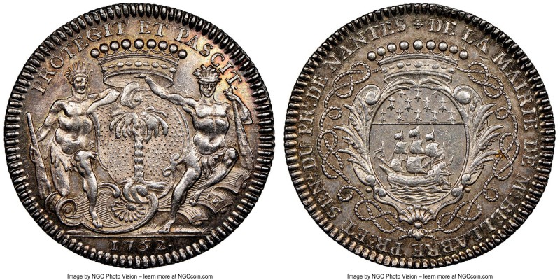 "Nantes-Port des Antilles" silver Franco-American Jeton 1752-Dated MS63 NGC, Br-...