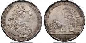 Louis XV silver Franco-American Jeton 1754-Dated AU Details (Cleaned) NGC, Br-541 var. (R4; bust type), Lec-131, Robins-29078. Reeded edge. Coin align...