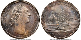 Louis XV copper Franco-American Jeton 1756-Dated AU53 Brown NGC, Br-517 var. (R4; bust type), Lec-166. Plain edge. Coin alignment. From the Doug Robin...