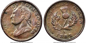 Nova Scotia. George IV Contemporary Counterfeit "Thistle" 1/2 Penny Token 1382 (1832) VF Details (Cleaned) NGC, Br-872 (R5), NS-3B2. Coin alignment. P...
