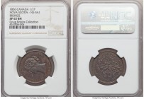 Nova Scotia. Victoria bronze Specimen "Mayflower" 1/2 Penny Token 1856 SP62 Brown NGC, Br-876, NS-5A1, Haxby-MS-5, Robins-29174. Medal alignment. Adop...