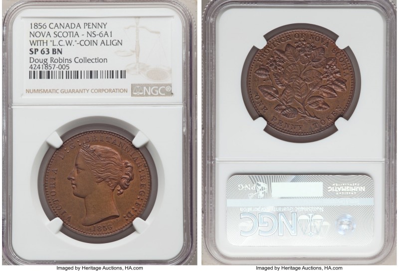 Nova Scotia. Victoria bronzed Specimen "Mayflower" Penny Token 1856 SP63 Brown N...