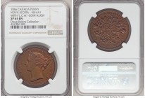 Nova Scotia. Victoria bronzed Specimen "Mayflower" Penny Token 1856 SP63 Brown NGC, Br-875, cf. NS-6A1 (unlisted in coin alignment), Haxby-MS-9, Robin...