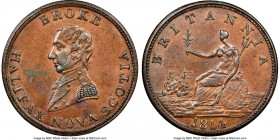 Nova Scotia "Captain Broke - Halifax" Token 1814 AU58 Brown NGC, Br-879 (R1-1/2), NS-7A. Reeded edge. Coin alignment. From the Doug Robins Collection ...