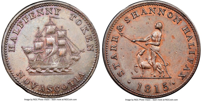 Nova Scotia "Star & Shannon - Halifax" 1/2 Penny Token 1815 AU Details (Obverse ...